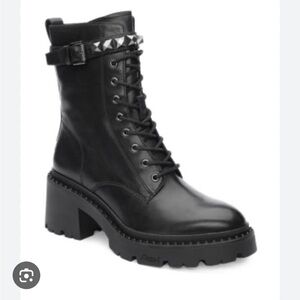 NEW ASH women’s Nyx Studded Strap Block Heel moto Booties size 40